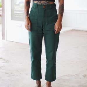 Beaton Linen Utility Pants in Forest Denim